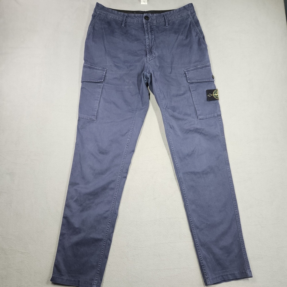 Stone Island Cargo Pants Size 36 (Fits 33) Type SL Blue Stretch-Cotton FLAWS